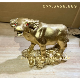 Tượng Trâu Phong Thủy bằng bột đá cao 13.5cm