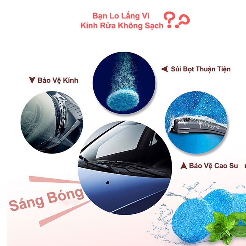 Viên sủi rửa kính ô tô pha 4 lít nước
