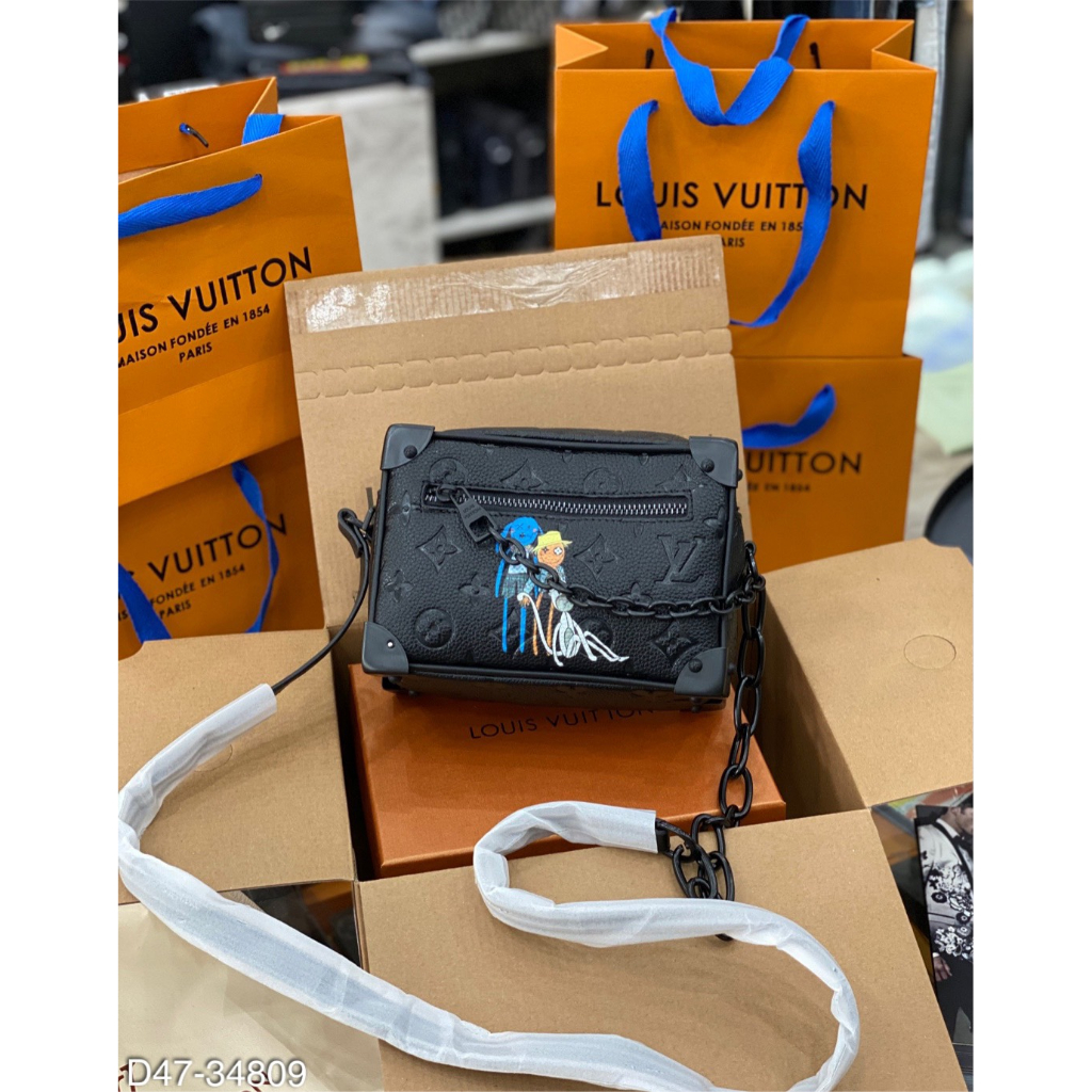 Túi Hộp Đeo Chéo Nam L.V Hoa In Hình Người Mới Nhất - Túi Đeo Chéo Hộp Nam L.V Fullbox