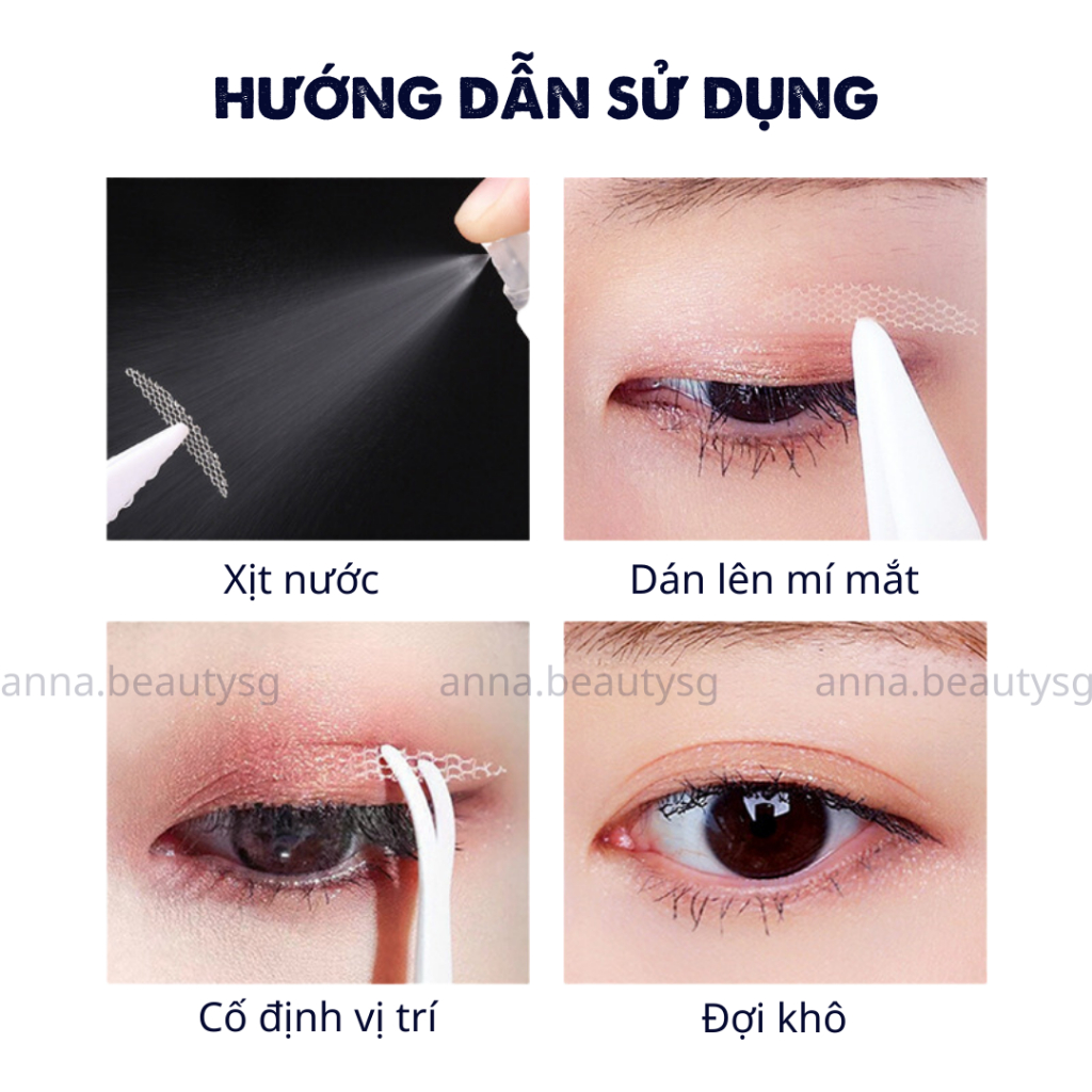 Kích mí lưới tàng hình không lộ bắng nước. miếng dán mí không cộm mắt trong suốt dễ sử dụng có sẵn 3 size