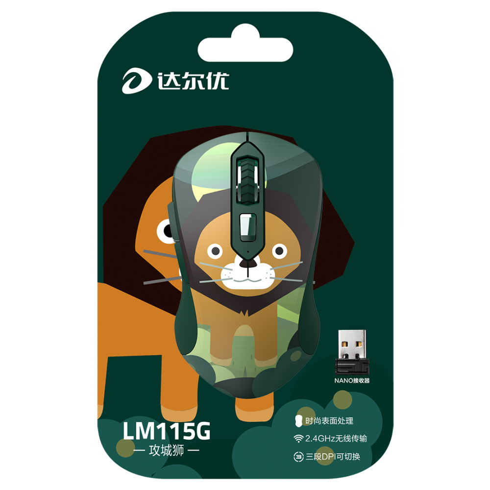 Chuột Máy Tính Không Dây DareU LM115G Hình Thú Cute - Tặng Kèm Pin - Hàng Chính Hãng - Bảo Hành 24 Tháng