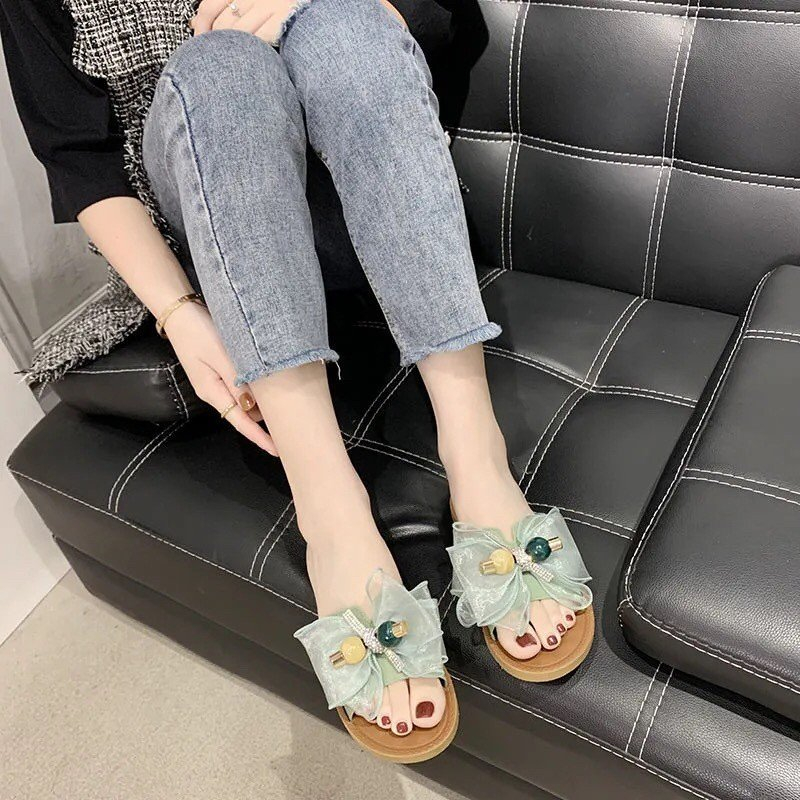 Dép Nữ Quai Ngang Cao Cấp Hàng Quảng Châu - Dép Sandal Nữ Thời Trang Nữ Thắt Nơ