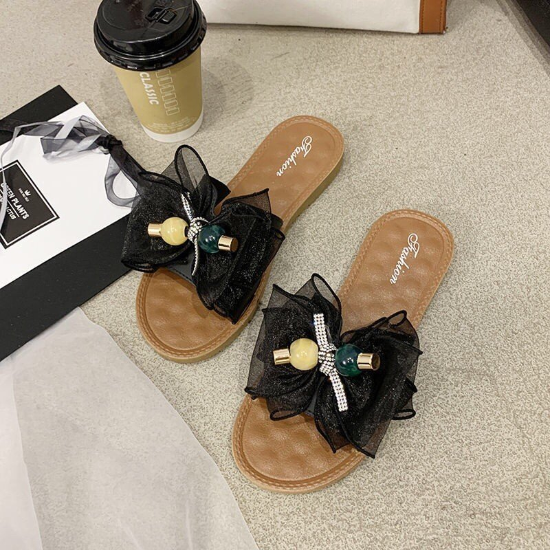 Dép Nữ Quai Ngang Cao Cấp Hàng Quảng Châu - Dép Sandal Nữ Thời Trang Nữ Thắt Nơ