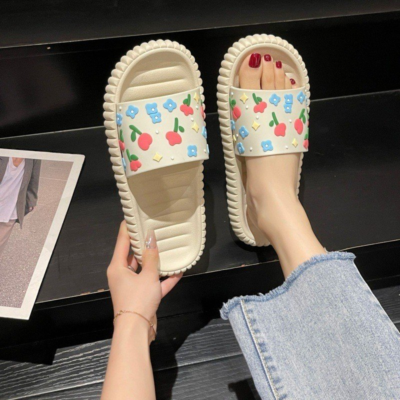 Dép Bánh Mì Hàng Quảng Châu Cao Cấp, Dép Quai Ngang Phối Họa Tiết Hoa