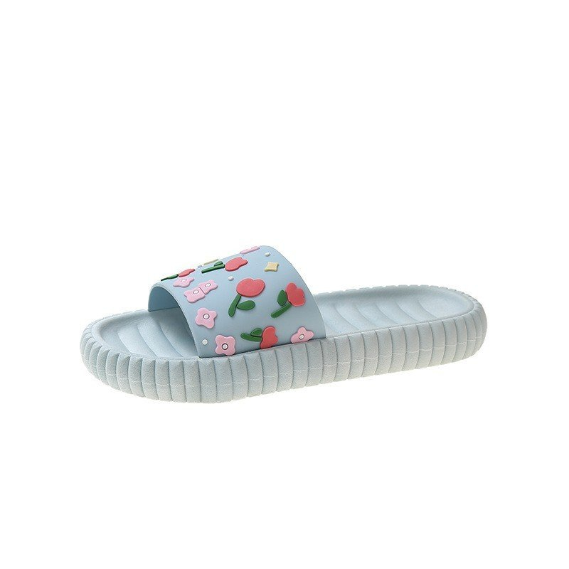 Dép Bánh Mì Hàng Quảng Châu Cao Cấp, Dép Quai Ngang Phối Họa Tiết Hoa