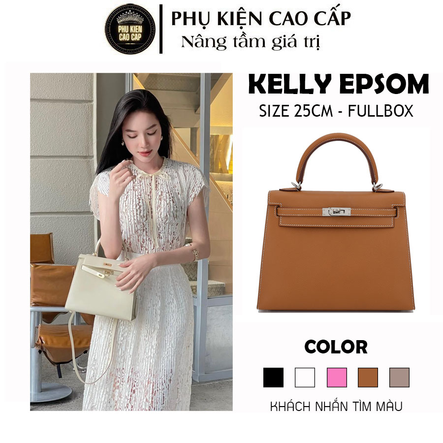 Túi xách hàng hiệu thời thượng - KELLY size 25cm chất da epsom không lỗi mốt, size to đựng nhiều đồ.