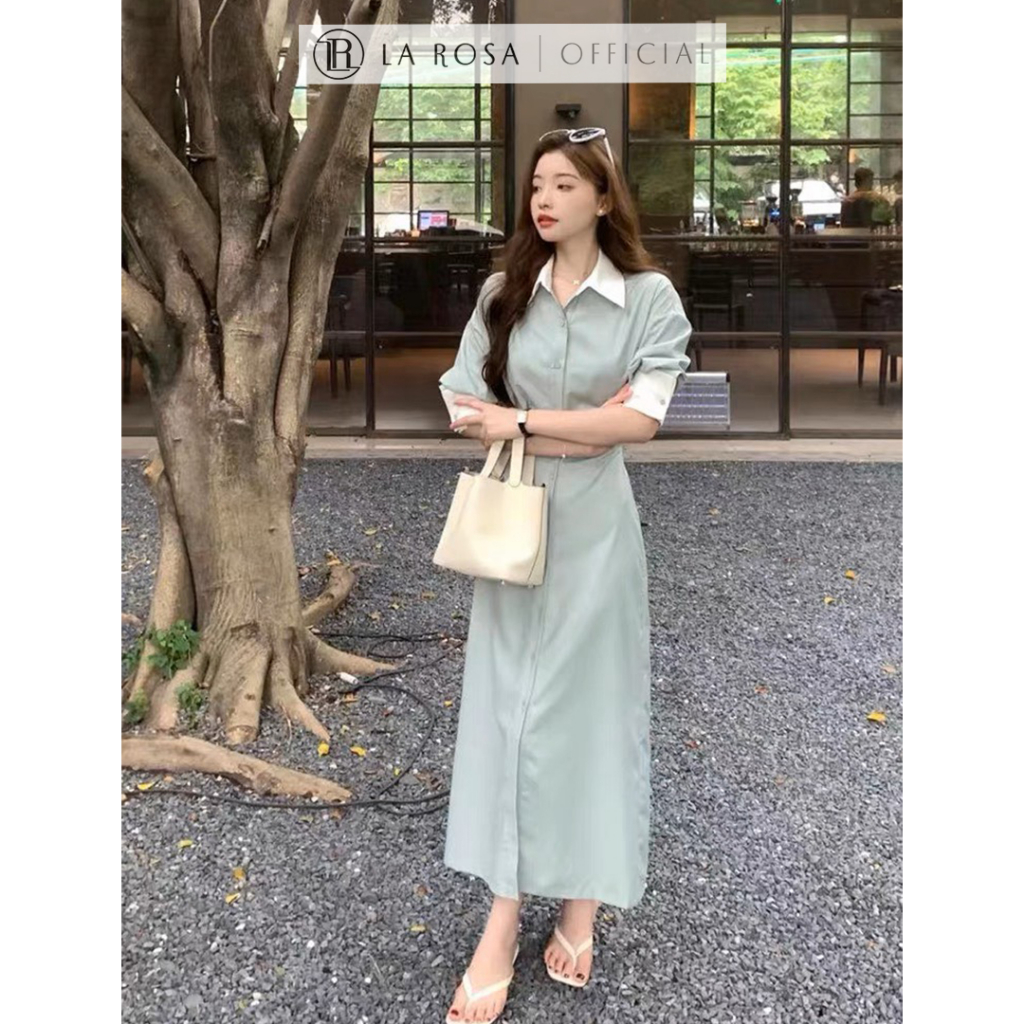 Váy Sơ Mi Công Sở Tay Lỡ Dáng Dài LAROSA Chất Chéo Nhật Mềm Cao Cấp Lót Lụa Mềm Mại, Thanh Lịch V1113
