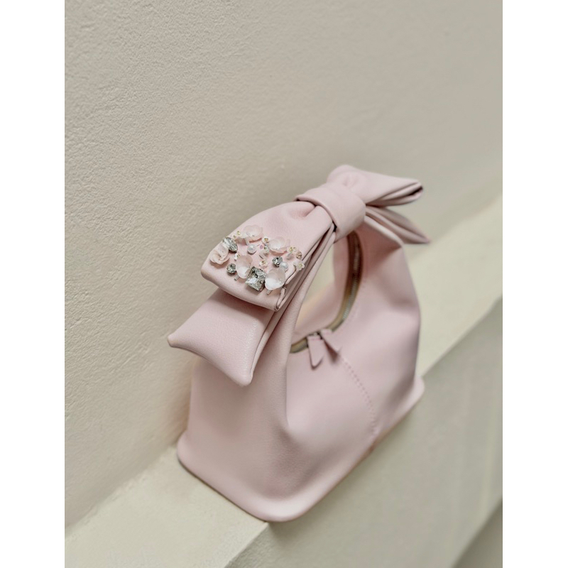 Túi Chow bag Hérisson màu hồng + nơ hồng bản xách tay