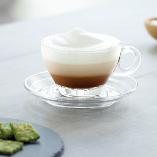 Tách đĩa & ly thủy tinh cà phê nóng Ocean Caffé Latte - 195ml ~ 260ml ~ 355ml [Made in Thái Lan]