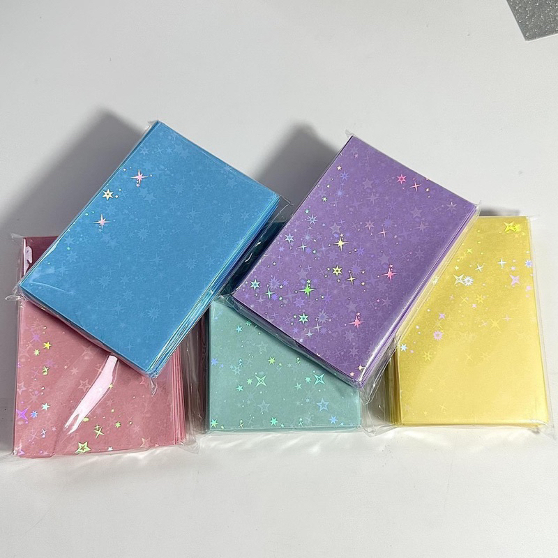 Set 50 sleeve dày bọc bảo vệ card màu pastel hologram lấp lánh