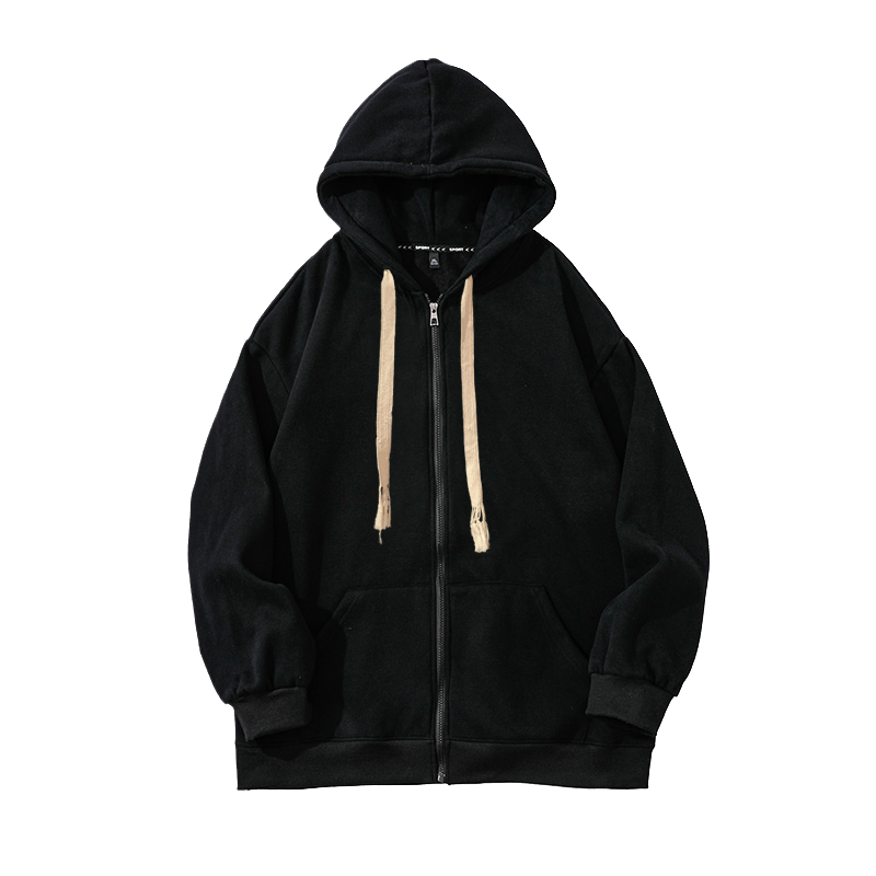 Áo khoác hoodie nam trơn form rộng, áo hoodie zip nam 2 màu đen xám basic có dây bản to tạo phong cách trẻ trung Hàn Quố