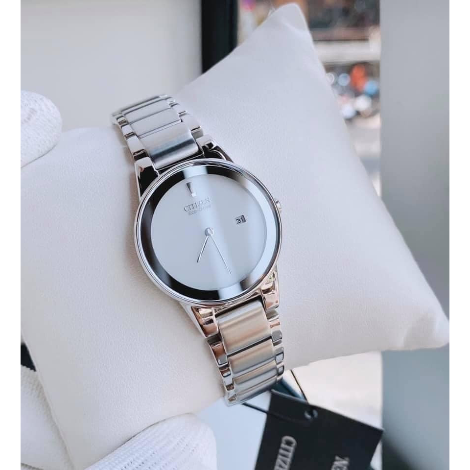 Đồng hồ đôi nam nữ dây thép Citizen Eco Drive GA1050-51A và AU1060-51A