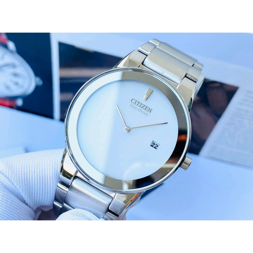 Đồng hồ đôi nam nữ dây thép Citizen Eco Drive GA1050-51A và AU1060-51A
