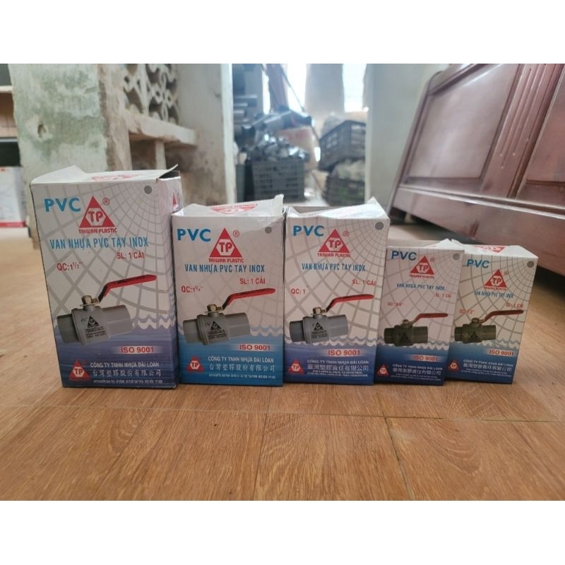 Van nhựa tay inox, van nhựa cầu xi phi 21, 27, 34, 42, 48