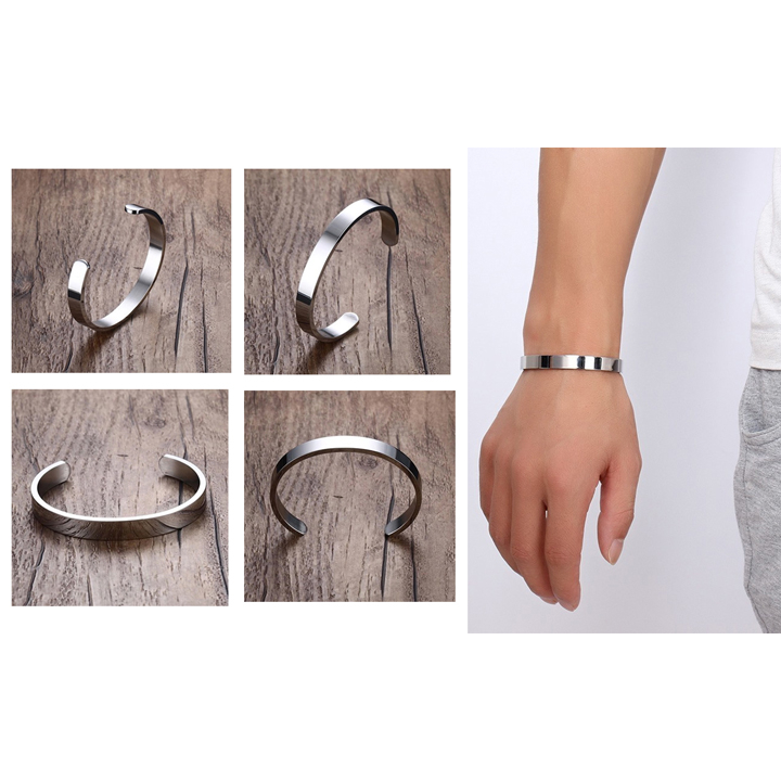 VÒNG TAY NAM INOX TITAN KIỂU HỞ ĐỦ MÀU BẢNG 8MM THÉP KHÔNG GỈ