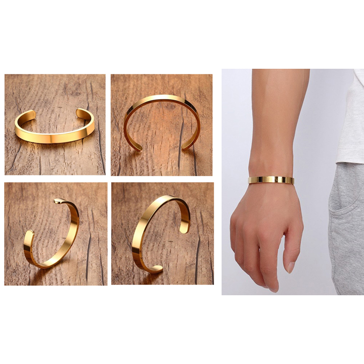 VÒNG TAY NAM INOX TITAN KIỂU HỞ ĐỦ MÀU BẢNG 8MM THÉP KHÔNG GỈ