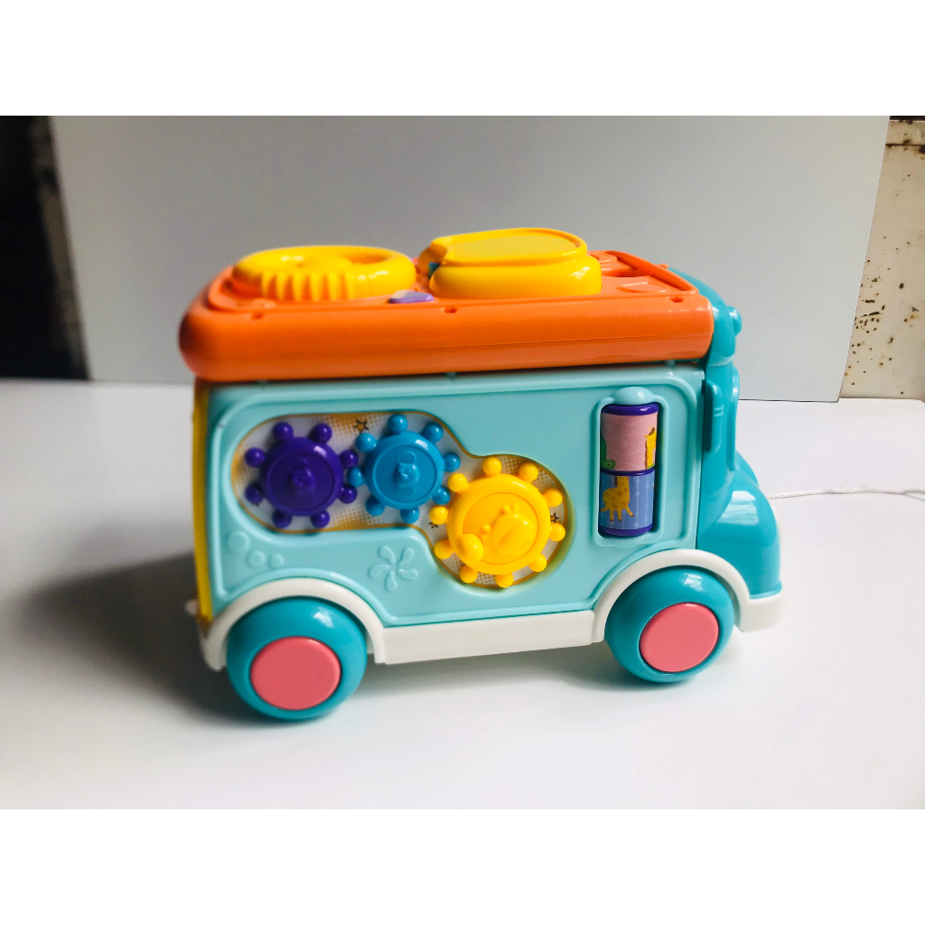Xe Bus thả hình khối  - Đập chuột xe buýt đa năng có nhạc có đèn cho bé.