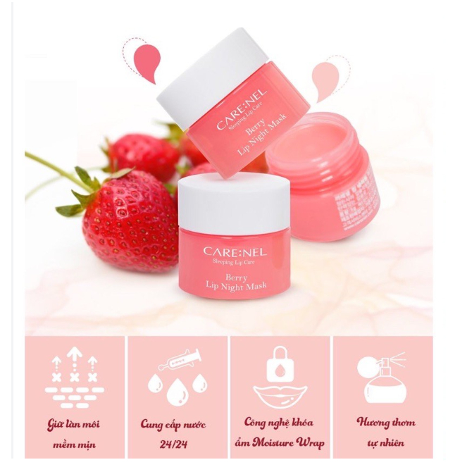 Mặt nạ ngủ môi dưỡng ẩm và tẩy tế bào chết– Care:nel Lip Sleeping Mask Berry 5g