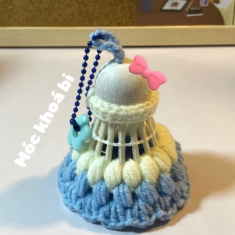 Móc khoá quả cầu lông phối màu theo sở thích - handmade by Linzz