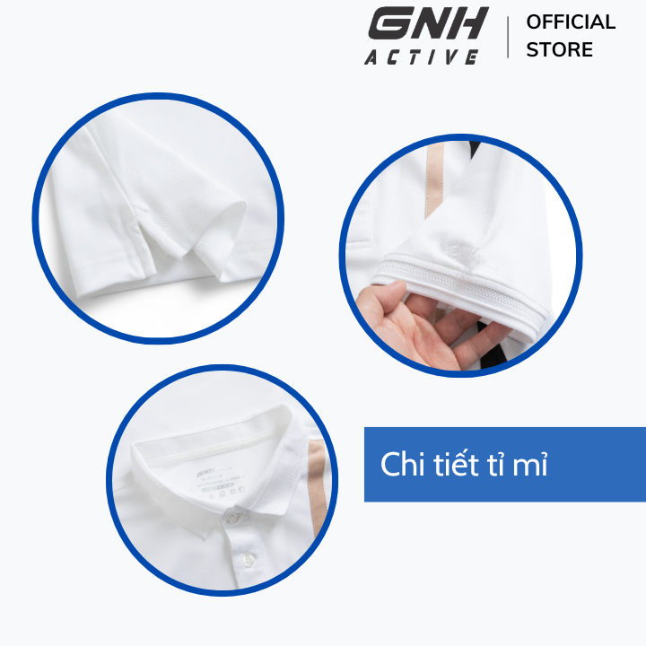 Áo polo trắng thiết kế kẻ nam tính vải coolmax APL23021