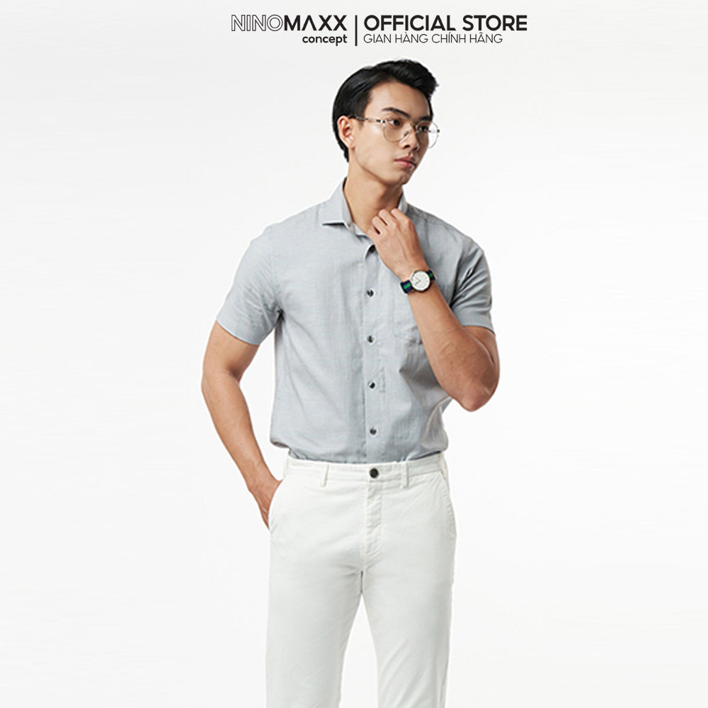 N&M Áo sơ mi Nam caro tay ngắn dáng trẻ trung form slim fit 2110029