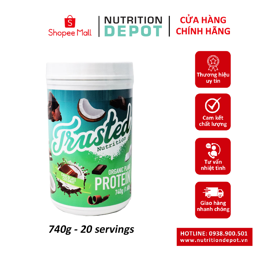 Đạm thực vật Trusted Nutrition Organic Plant Protein – Sữa bổ sung protein thực vật 740g - Nutrition Depot Vietnam