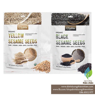 Hạt mè đen hữu cơ c'lavie organic black sesame seeds, 200g