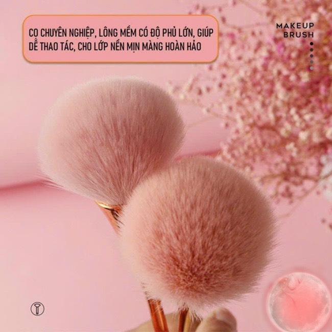 Cọ Trang Điểm Lông Mềm Phủ Phấn, Đánh Má Hồng Cán Dài CD01 Màu Đồng