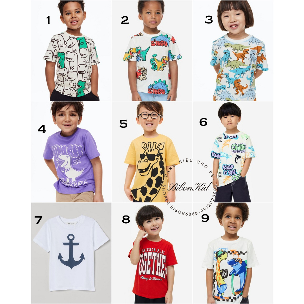 Áo phông lẻ kids HM US/UK 1.5-2y đến 8-10y