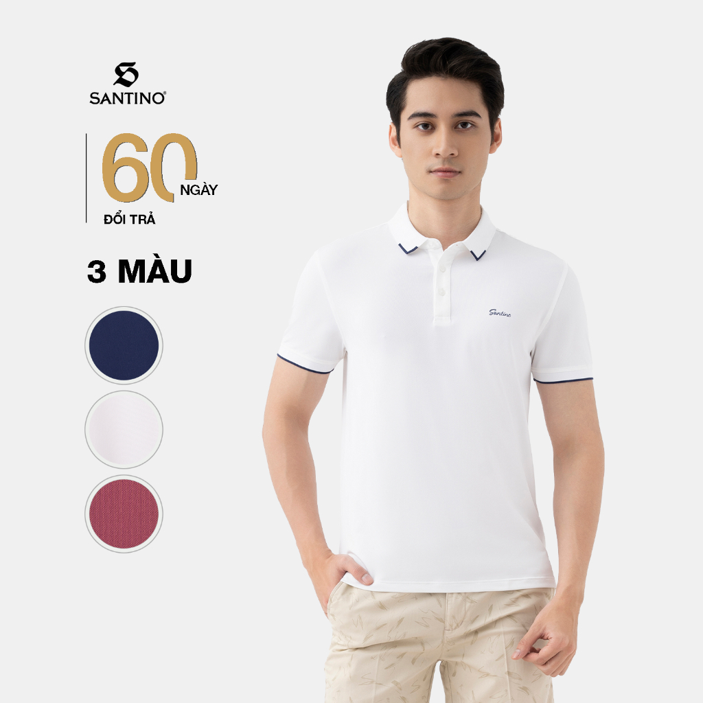 Áo Polo Nam Cổ Bẻ Santino Phom Slim Fit Trẻ Trung Chất Liệu Coolmax Thoáng Mát, Co Giãn Thoải Mái Không Bai Dão B639