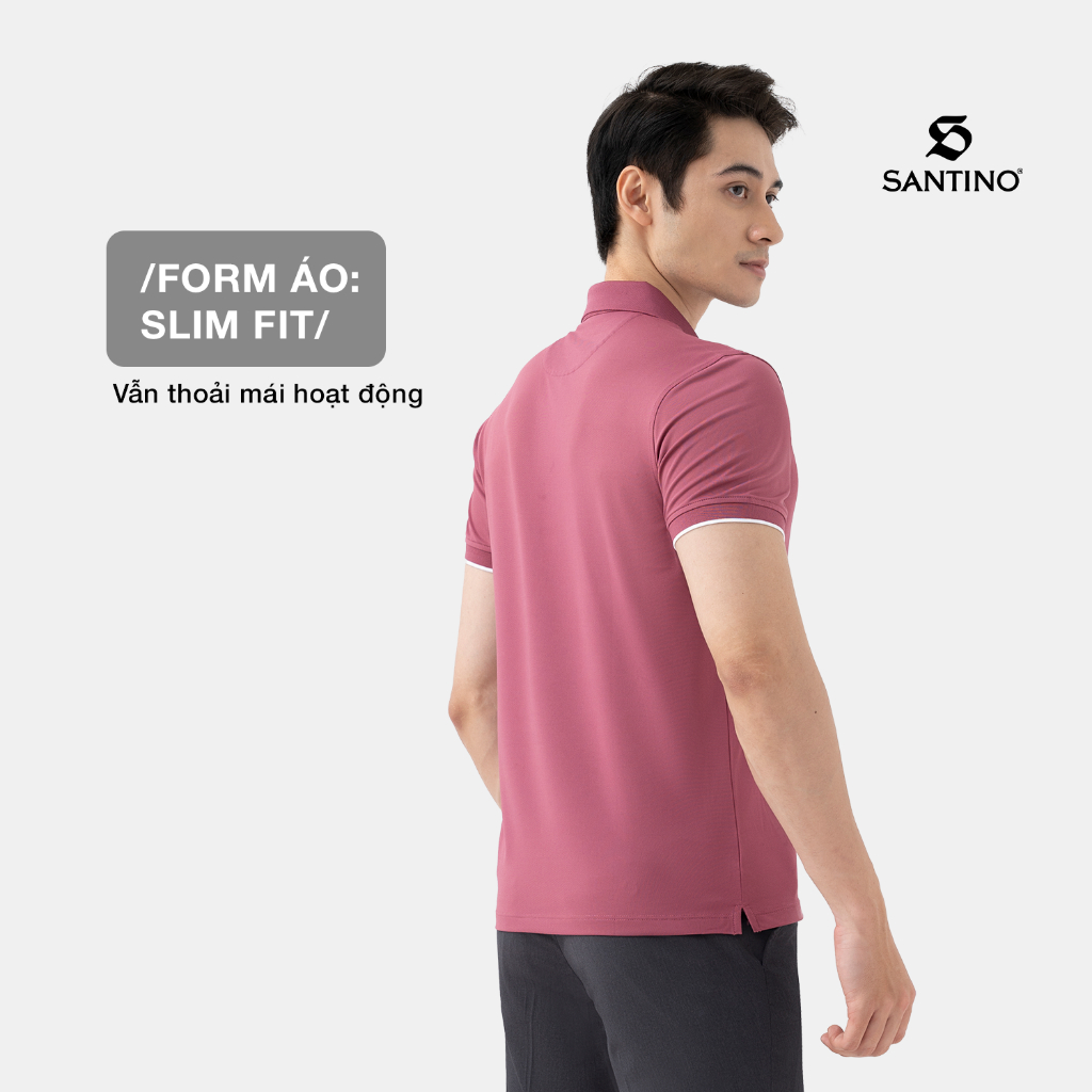 Áo Polo Nam Cổ Bẻ Santino Phom Slim Fit Trẻ Trung Chất Liệu Coolmax Thoáng Mát, Co Giãn Thoải Mái Không Bai Dão B639