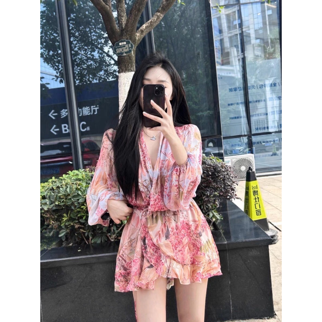 Bộ jum hoa tơ dây rút eo kèm quần lót trong quyến rũ