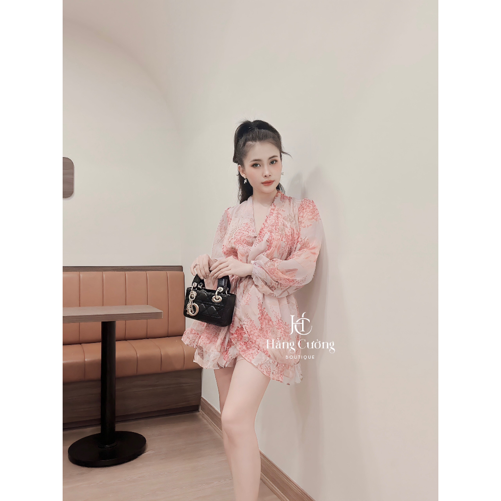 Bộ jum hoa tơ dây rút eo kèm quần lót trong quyến rũ