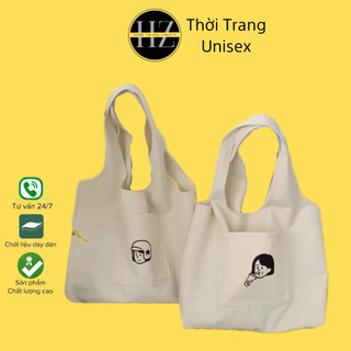 Túi tote vải canvas đeo vai thời trang giá rẻ họa tiết dễ thương