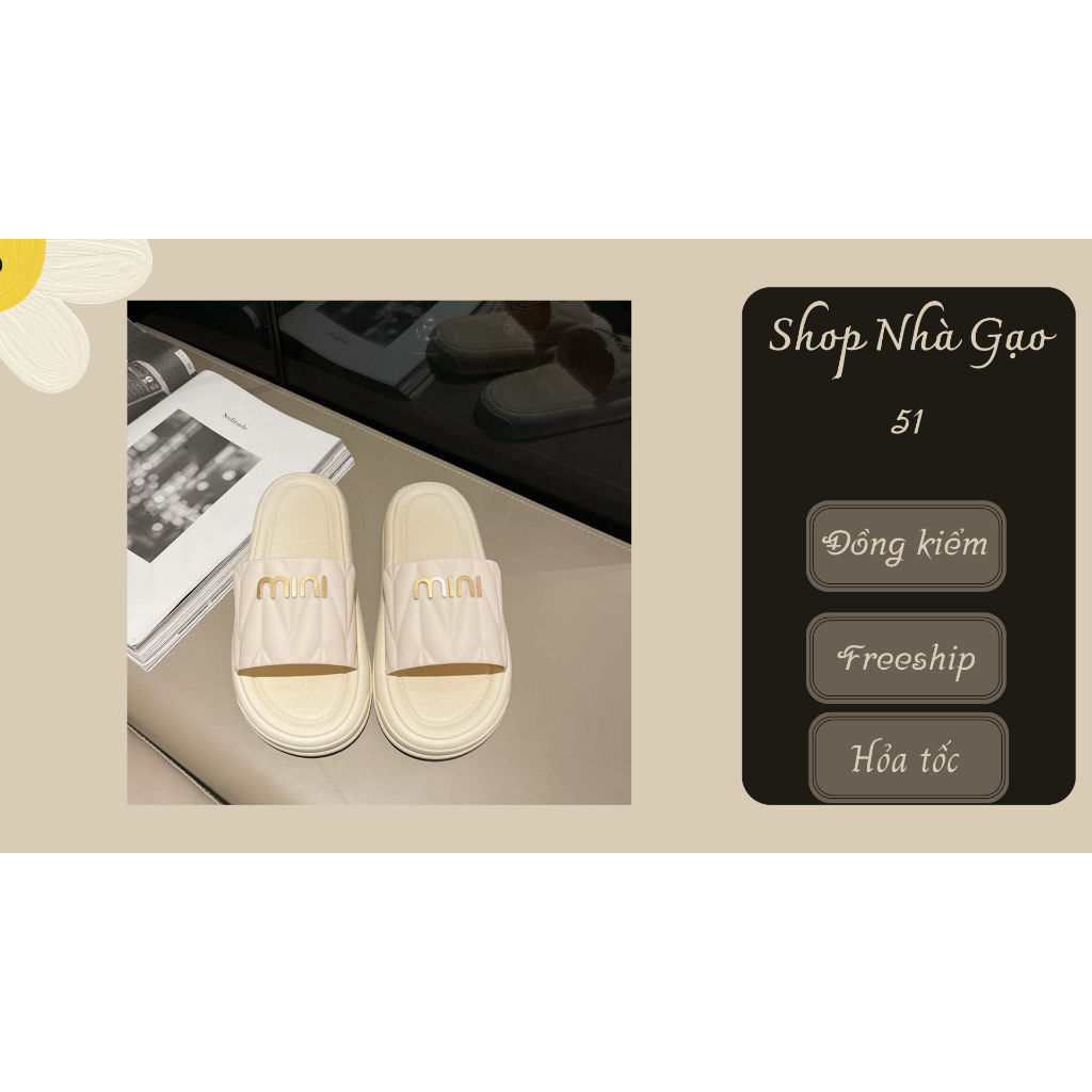 Shop nhà Gạo_51 dép đi cực sang chân hai màu trắng đen