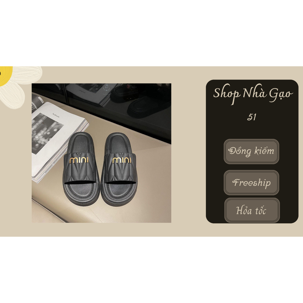 Shop nhà Gạo_51 dép đi cực sang chân hai màu trắng đen