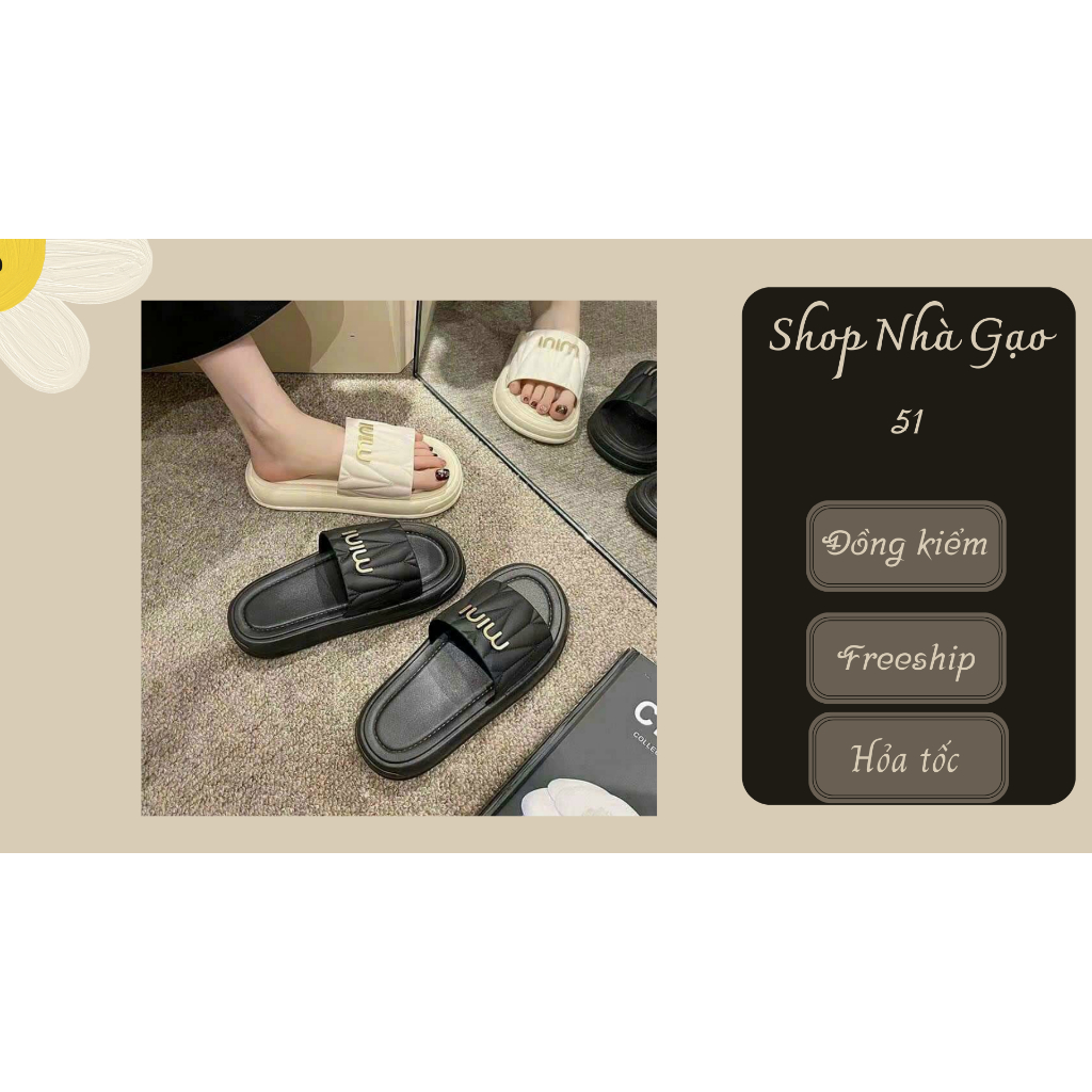 Shop nhà Gạo_51 dép đi cực sang chân hai màu trắng đen
