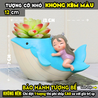 Tượng tô màu, LỌ BÚT CÁ VOI CÙNG EM size L, thạch cao trắng (Không kèm màu), luyện vẽ, decor