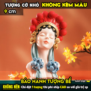 Tượng tô màu, NÀNG MẪU HOA ĐÁN, size M, thạch cao trắng (Không kèm màu), luyện vẽ, decor