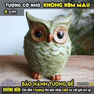 Tượng tô màu, CÚ MÈO Ú, size L, thạch cao trắng (Không kèm màu), luyện vẽ, decor