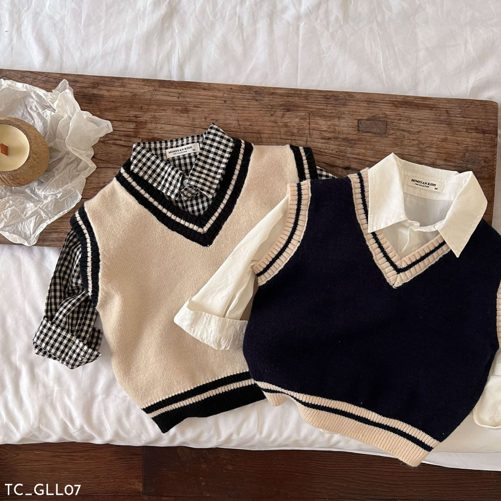 Áo gile len cho bé trai, Áo gile trẻ em EMBES KIDS từ 9kg đến 31kg