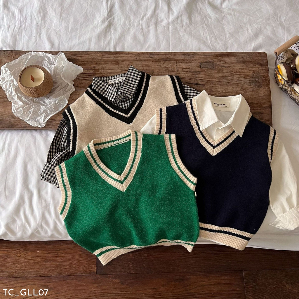 Áo gile len cho bé trai, Áo gile trẻ em EMBES KIDS từ 9kg đến 31kg