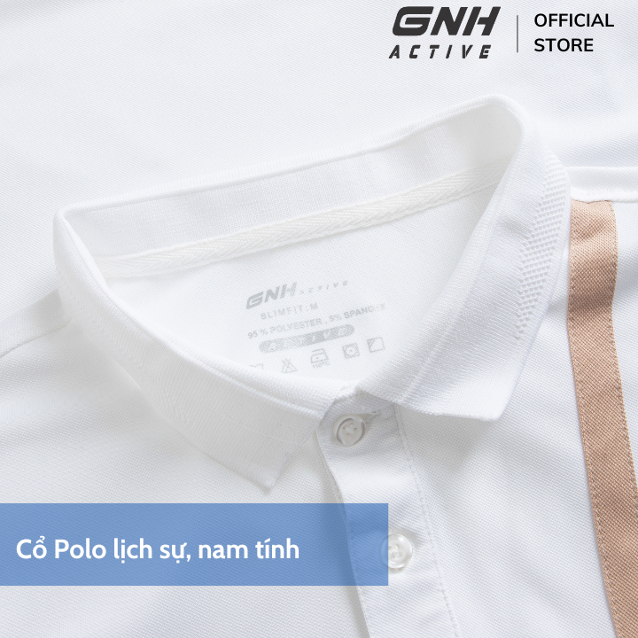Áo polo trắng thiết kế kẻ nam tính vải coolmax APL23021
