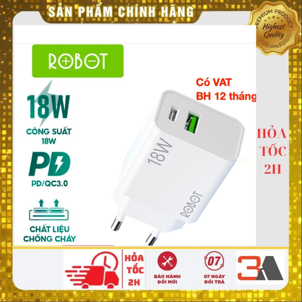 Cốc Sạc Nhanh 3A 18W  RT-F2 QC 3.0 - 2 Cổng Sạc USB-A/Type-C, Chính Hãng-Bảo hành 12 tháng