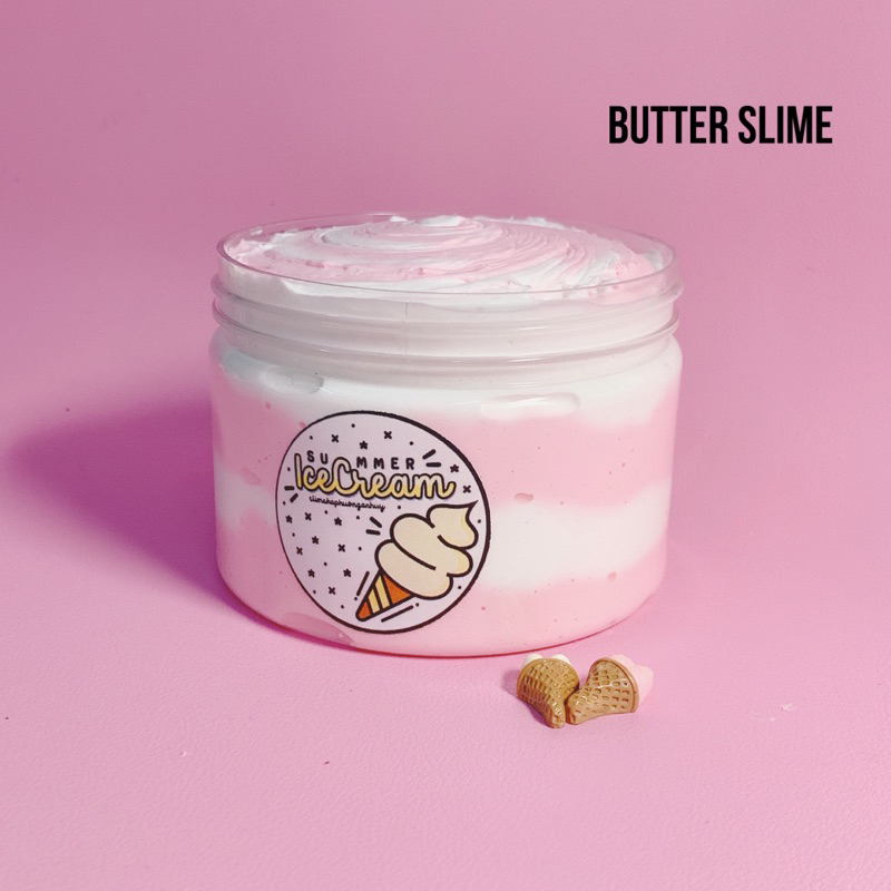 Slime ‘Strawberry Vanilla Gelato’ Butter slime ( Slime Bơ ) - slimehaphuonganhuy Chất nhờn ma quái