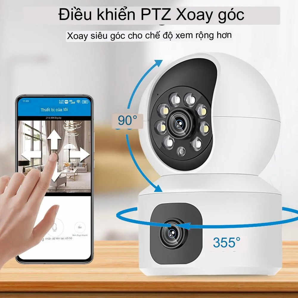 Camera IP Wifi App Yoosee IP YS2031 Dual Trong Nhà 2 Mắt FullHD Quay màu ban đêm
