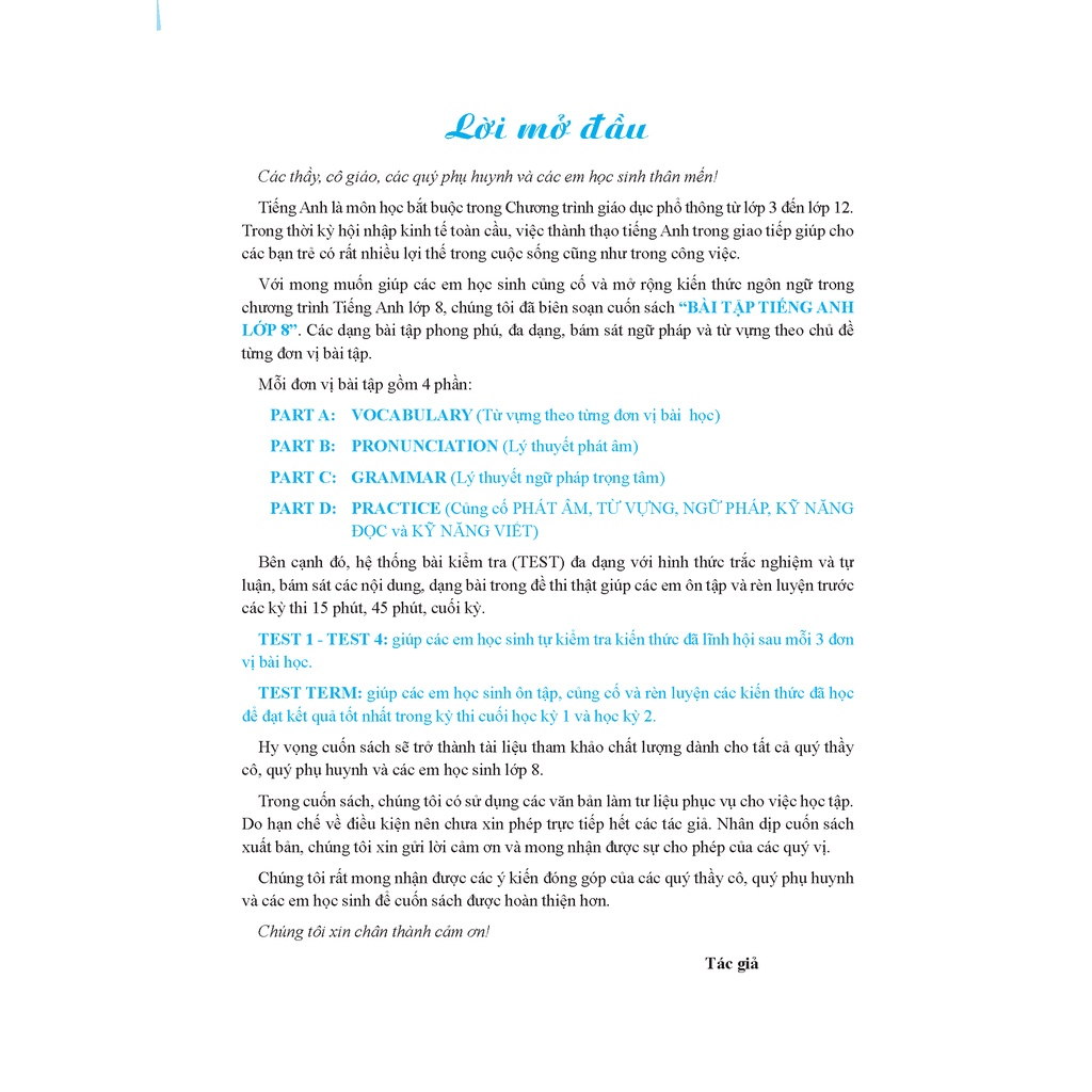 Sách Lớp 8 - GLOBAL SUCCESS - Bài tập tiếng anh lớp 8 Tập 1 - Bùi Văn Vinh-minhthangbooks