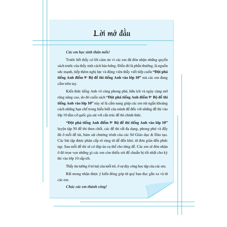 Sách Lớp 9 - Đột phá tiếng Anh điểm 9+  - Có đáp án- Bùi Văn Vinh-minhthangbooks