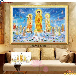 Tranh đính đá, thêu chữ thập thế giới tây phương tam phật  A1192 VS240 DF2924