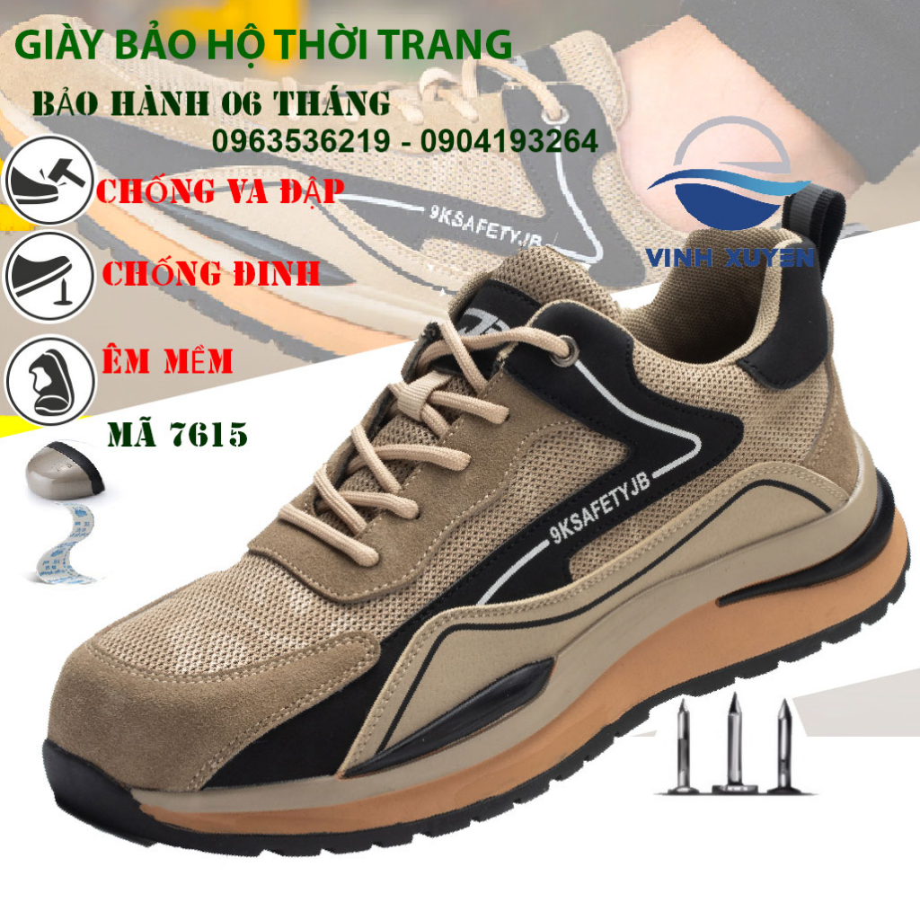 Giày bảo hộ lao động thể thao thời trang JB7615 siêu êm chống đinh chịu va đập giày mũi sắt hàng nhập khẩu có bảo hành